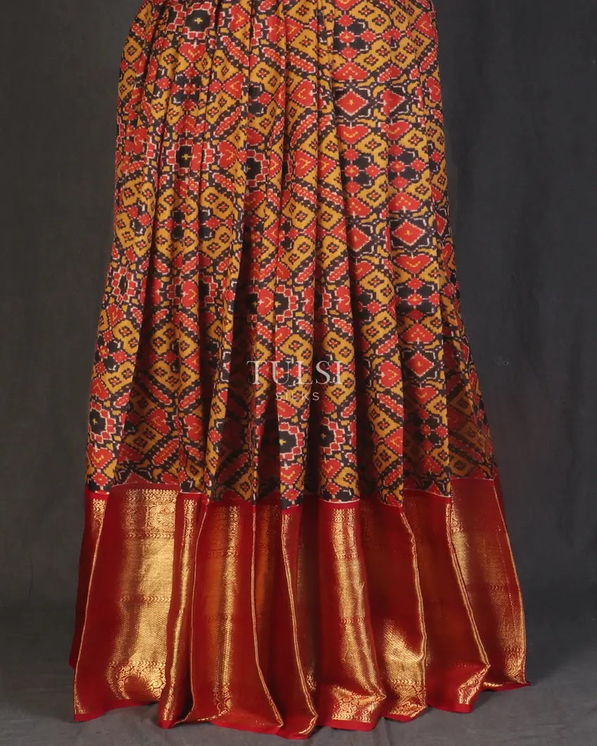 Black Printed Kanjivaram Silk Pavadai T2288872