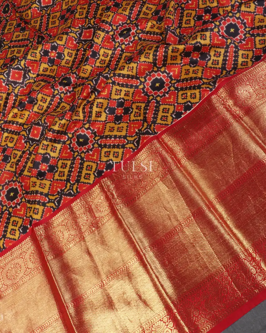 Black Printed Kanjivaram Silk Pavadai T2288874