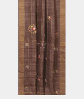 Brown Tussar Embroidery saree T5211272