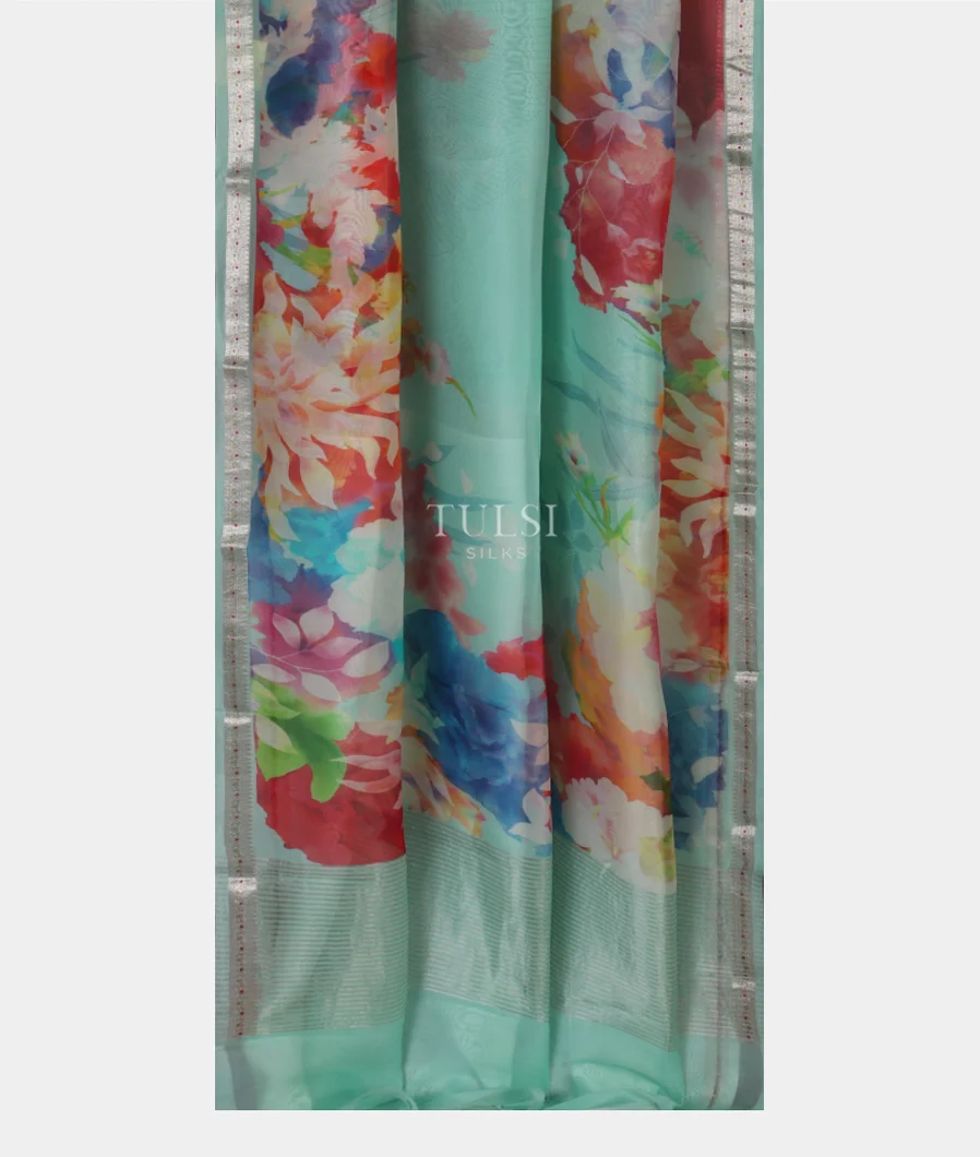 Blue Kora Organza Printed Saree T5119942