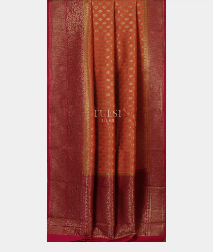 Rust Banaras Tussar Saree T4929692