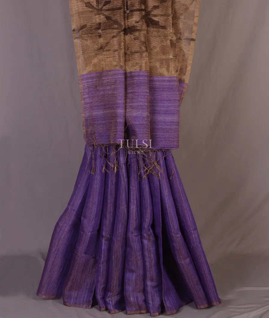 Purple Tissue Handwoven Tussar Saree T5124495
