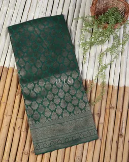 Peacock Green Mysore Crepe Silk Saree T5259221