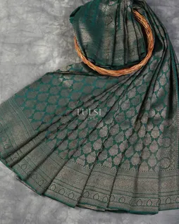 Peacock Green Mysore Crepe Silk Saree T5259222