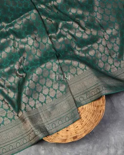 Peacock Green Mysore Crepe Silk Saree T5259224