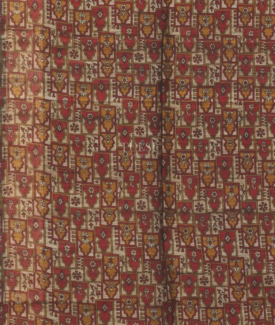 Black Tussar Printed Saree T5250343