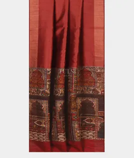 Red Tussar Printed Saree T5250352