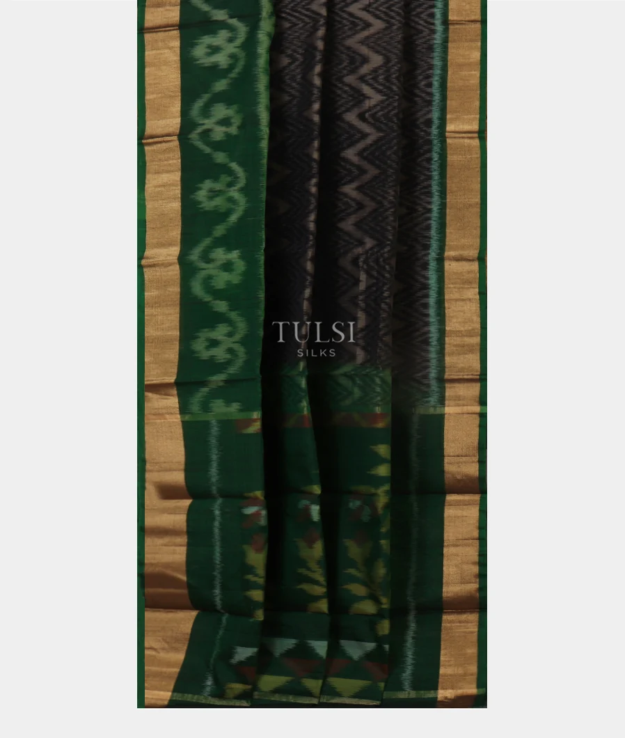 Black Pochampalli Silk Cotton Saree T5263892