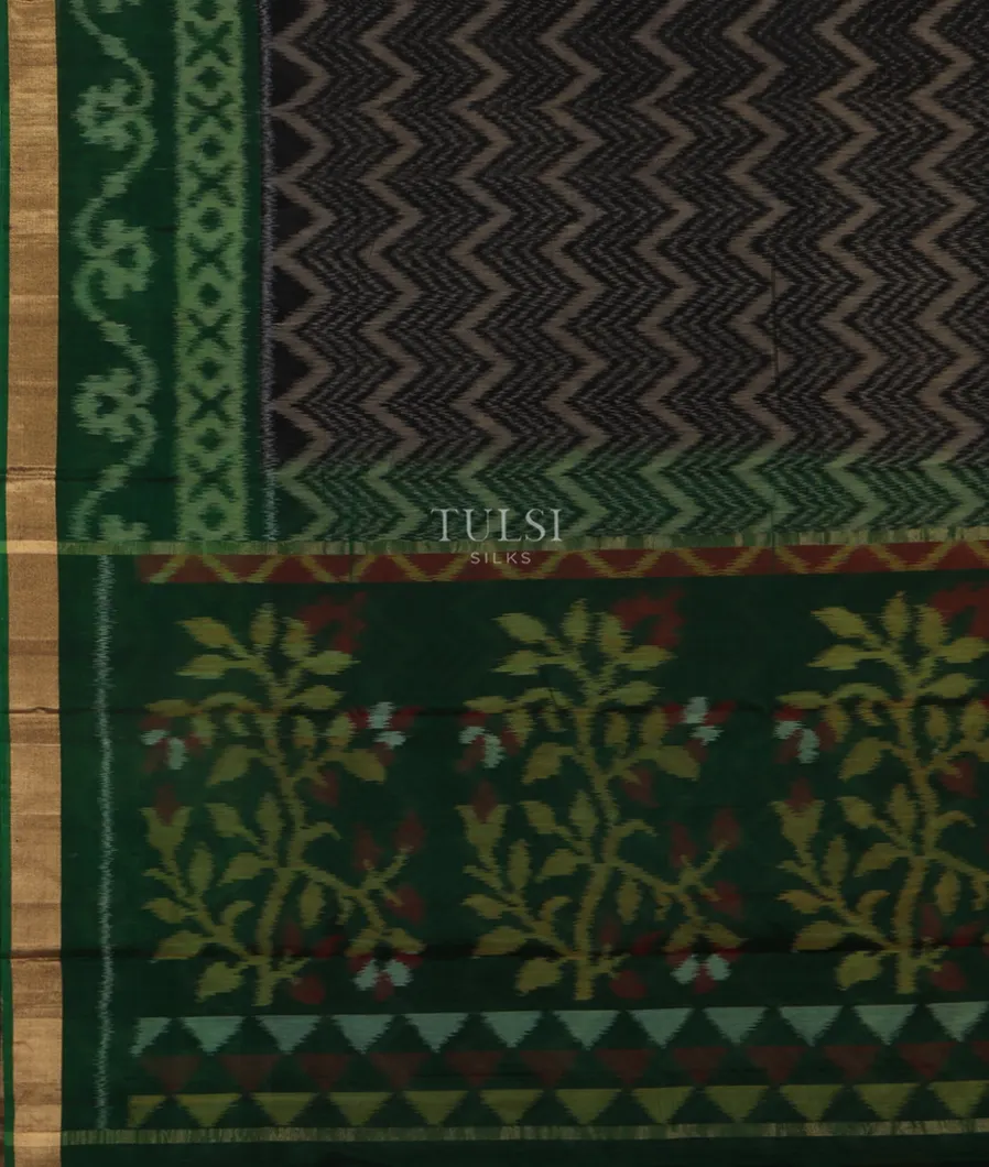 Black Pochampalli Silk Cotton Saree T5263894