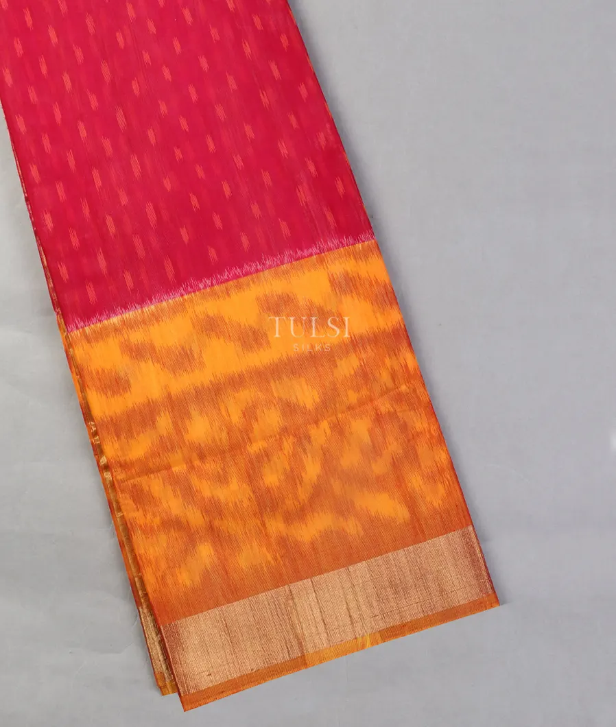 Magenta Pochampalli Silk Cotton Saree T526401-image