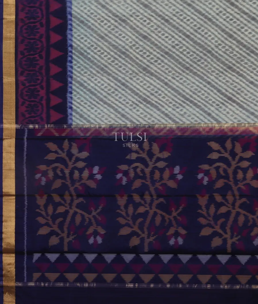 White Pochampalli Silk Cotton Saree T5264084