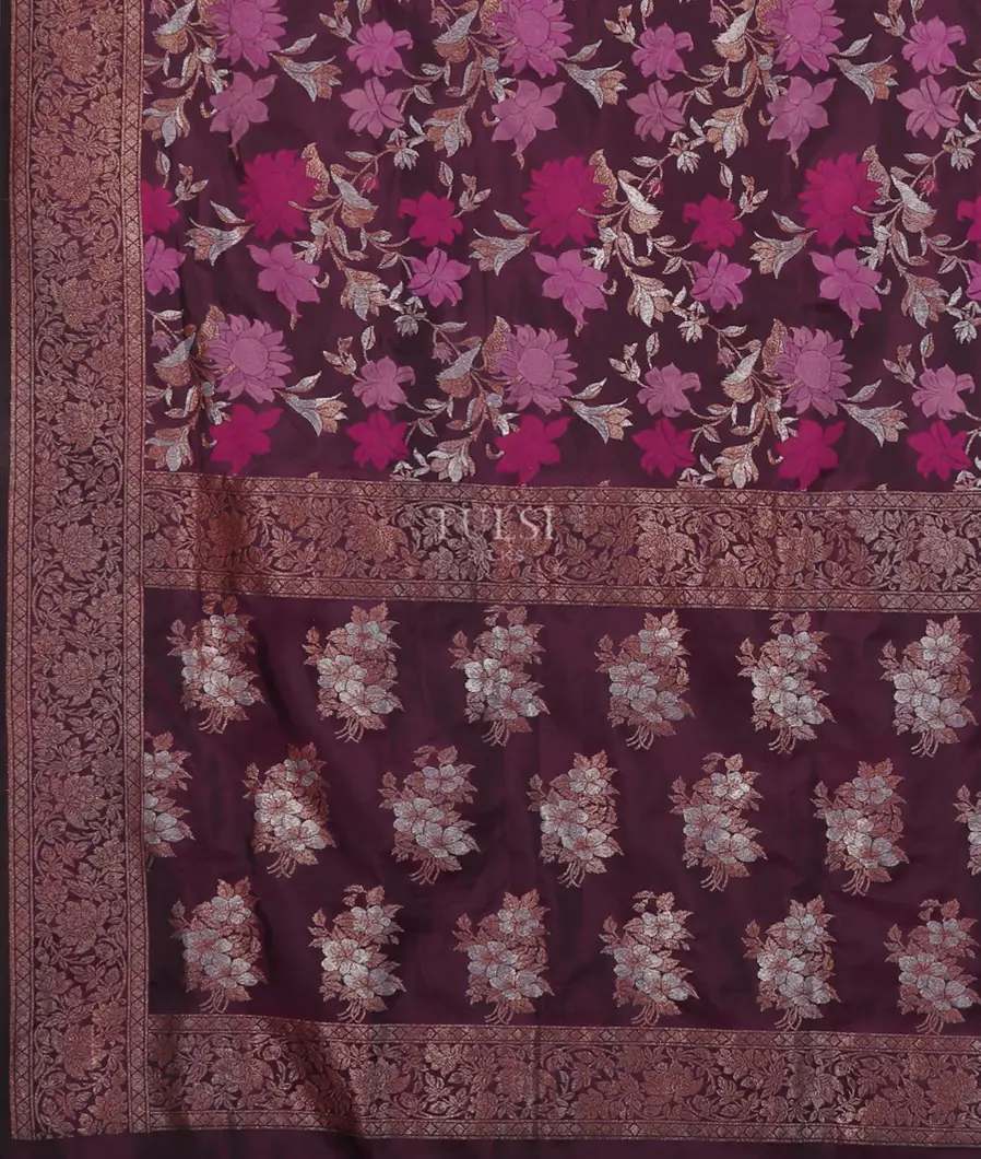 Purple Banaras Silk Saree T5227034