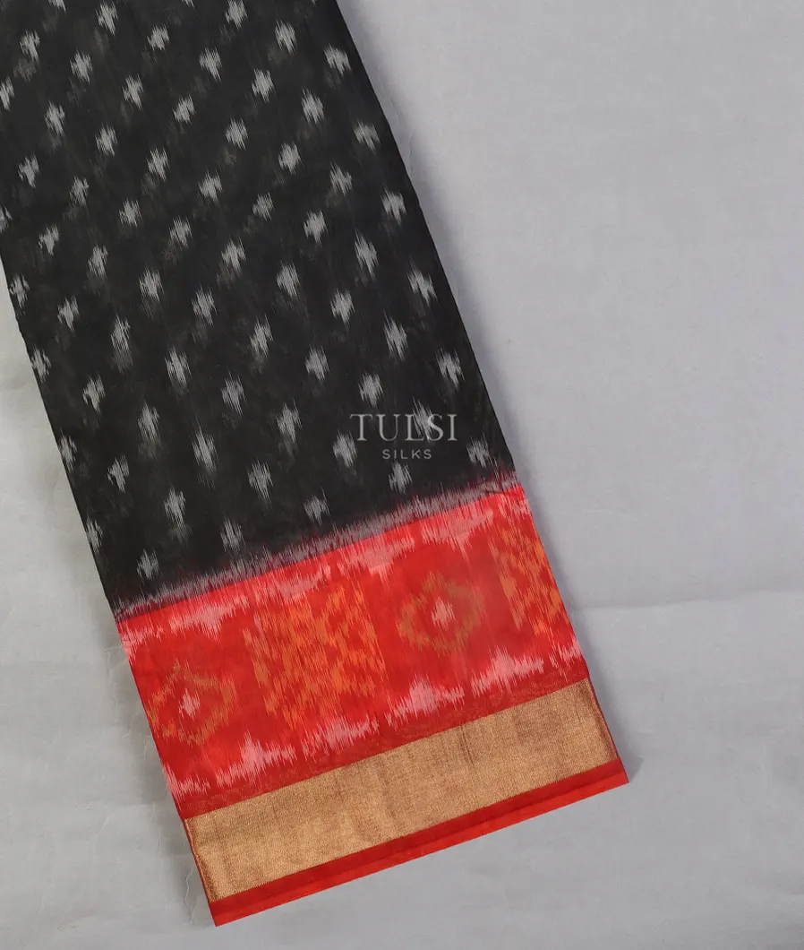 Black Pochampalli Silk Cotton Saree T526399-image