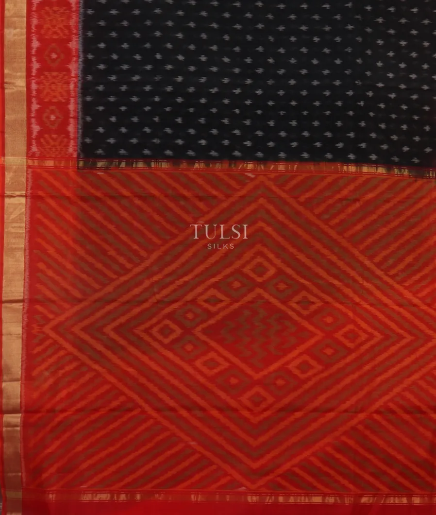 Black Pochampalli Silk Cotton Saree T5263994