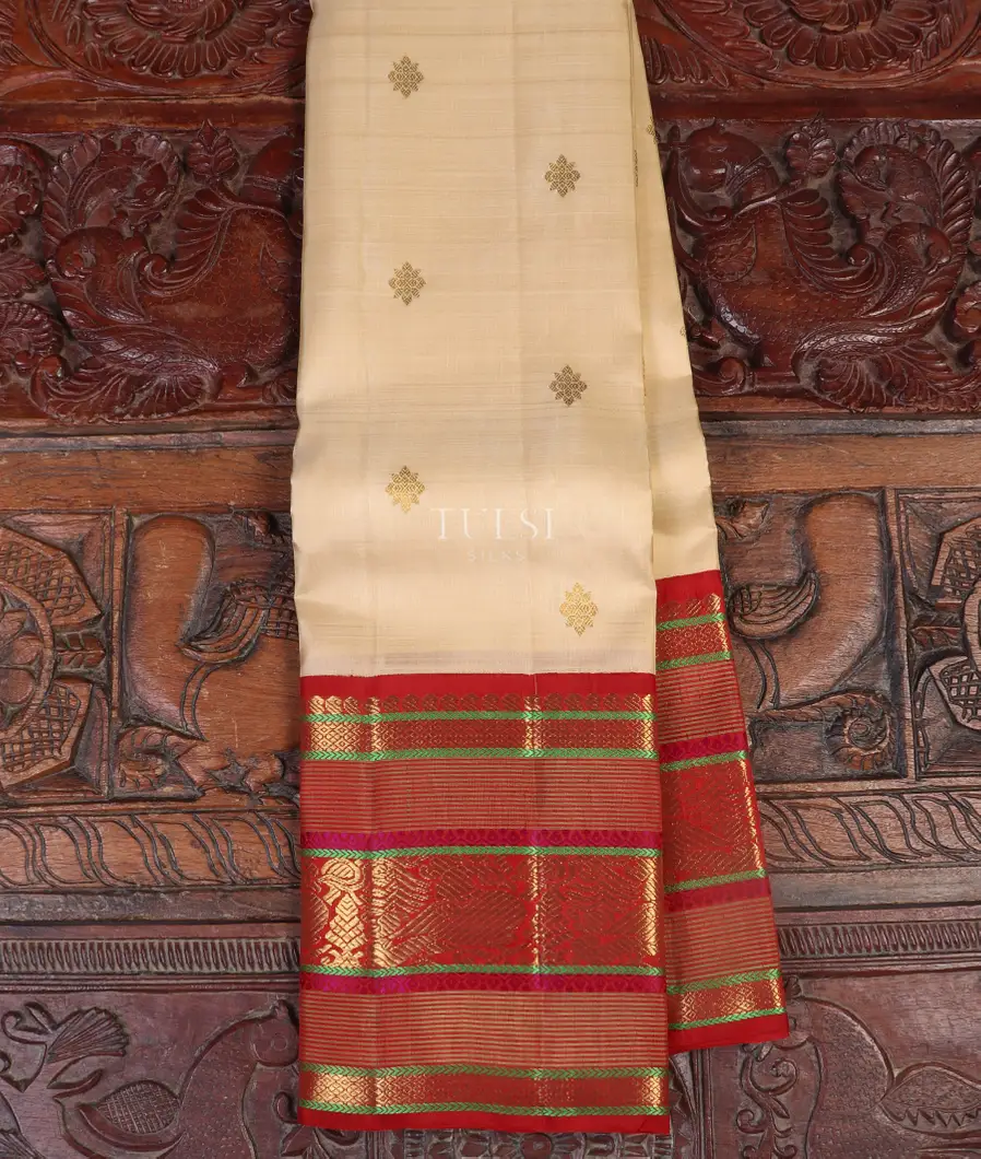 Cream Kanjivaram Silk Saree T498277-image