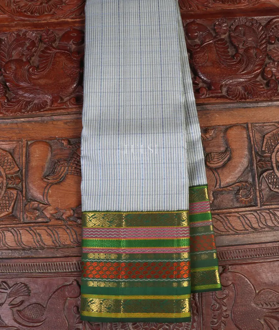 Blue And White Kanjivaram Silk Saree T500693-image
