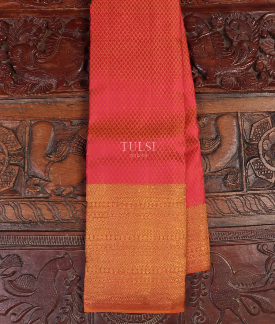 Orangish Pink Kanjivaram Silk Saree T302620-image