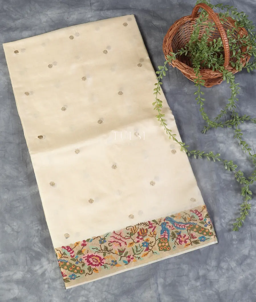 Off-White Tussar Embroidery Saree T530019-image