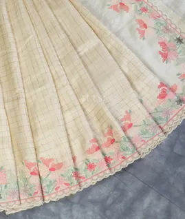 Off-White Tussar Embroidery Saree T5300122