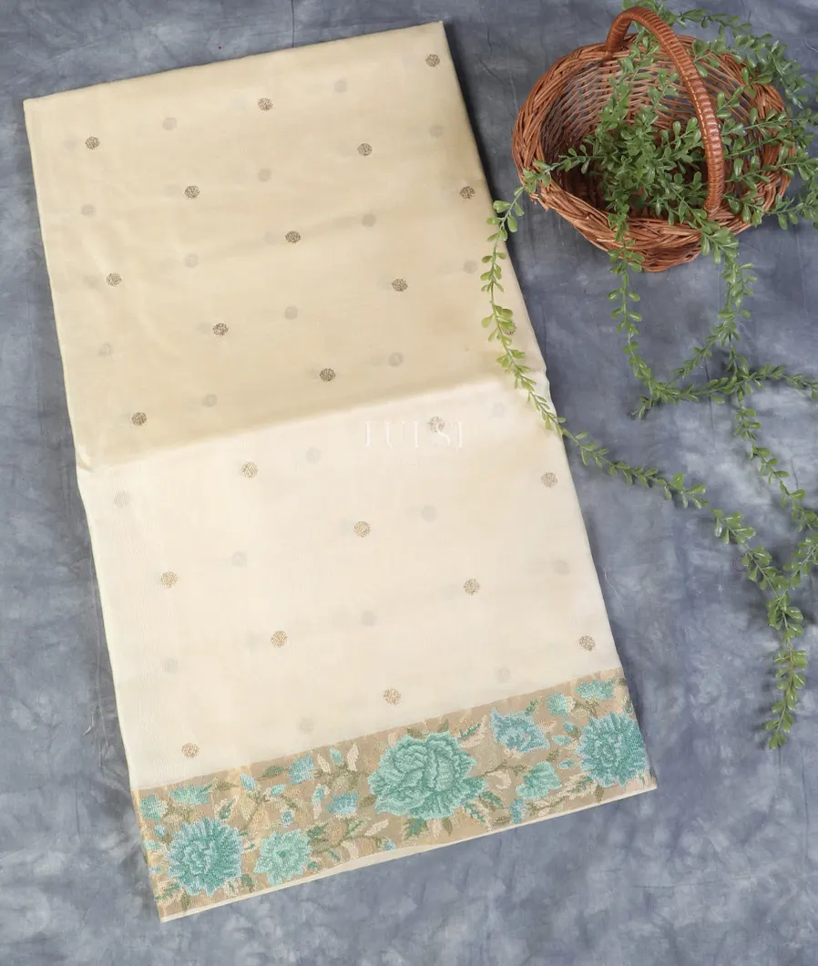 Off-White Tussar Embroidery Saree T530017-image