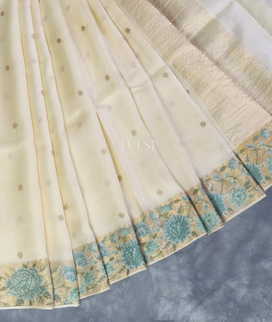 Off-White Tussar Embroidery Saree T5300172