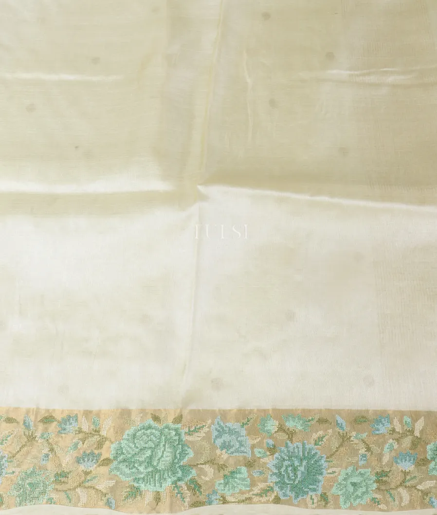 Off-White Tussar Embroidery Saree T5300173