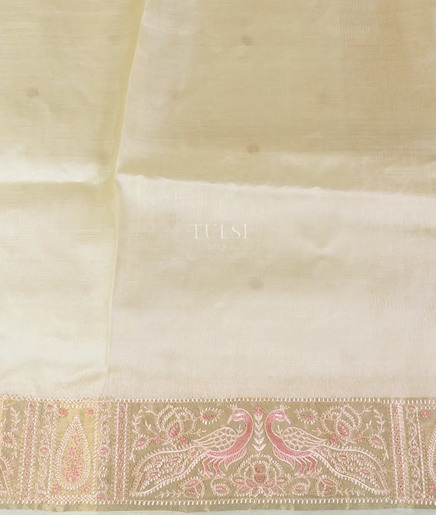 Off-White Tussar Embroidery Saree T5300223