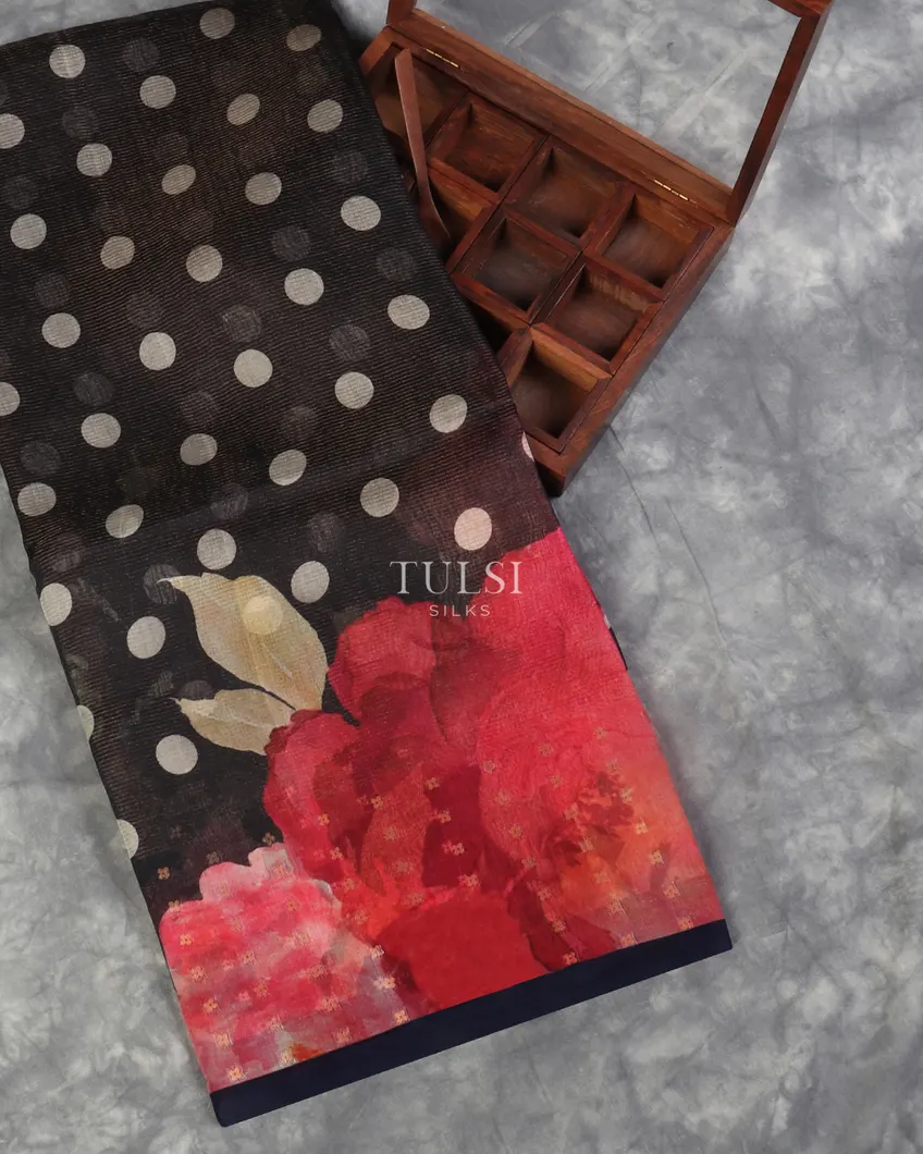 Black Kora Organza Printed Saree T530146-image