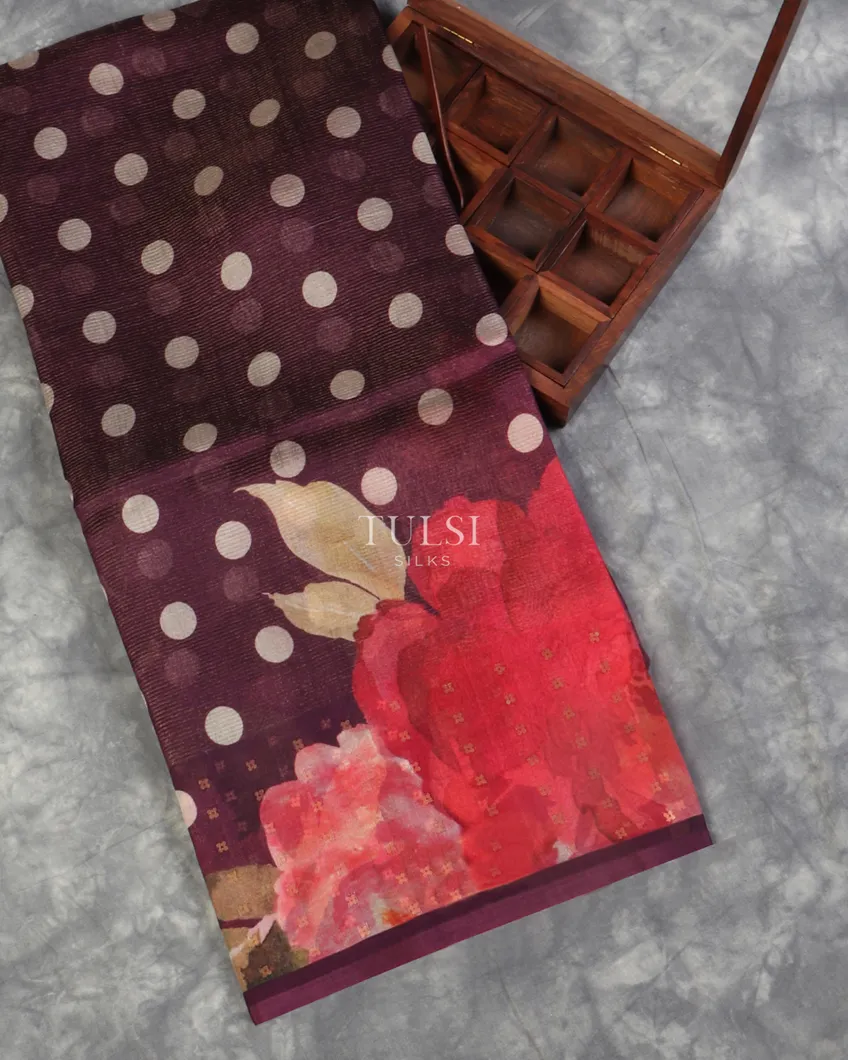 Purple Kora Organza Printed Saree T530141-image