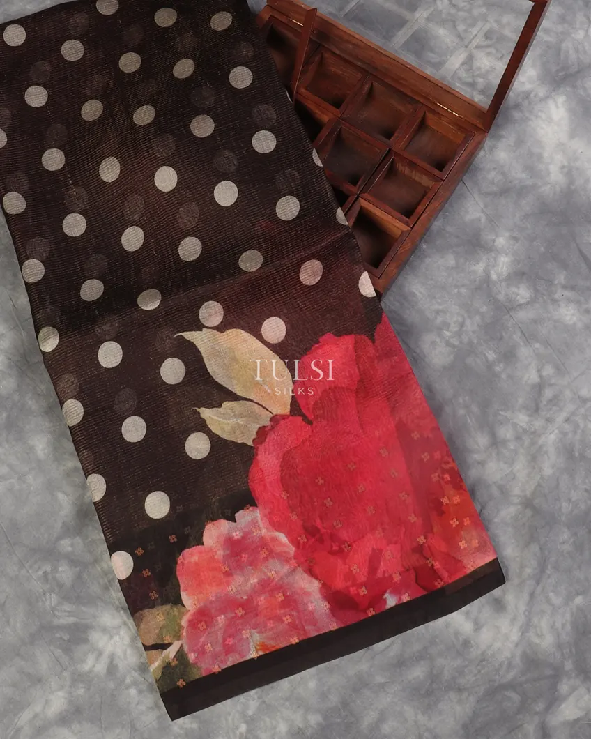 Black Kora Organza Printed Saree T530137-image