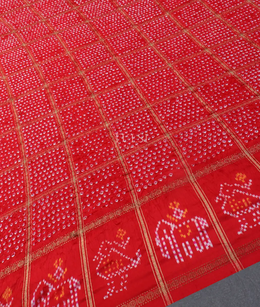 Red Bandhani Patola Silk Saree T5312074