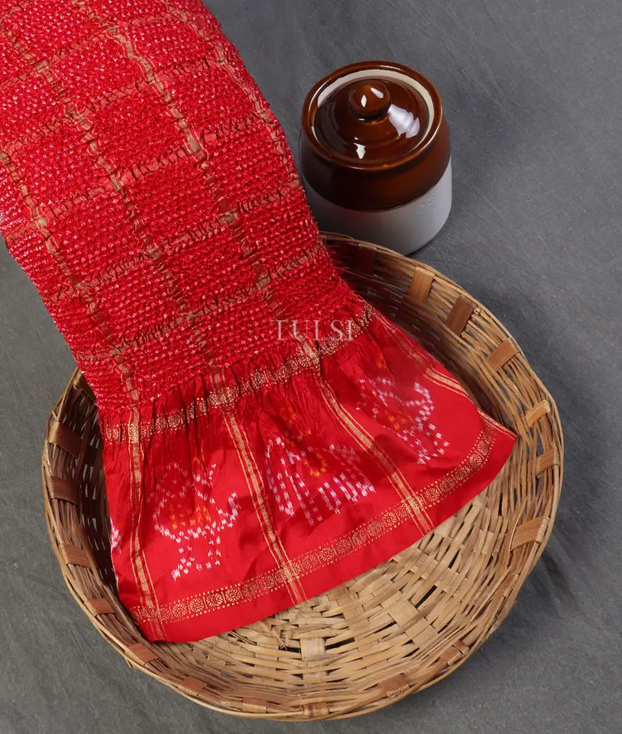 Red Bandhani Patola Silk Saree T531207-image