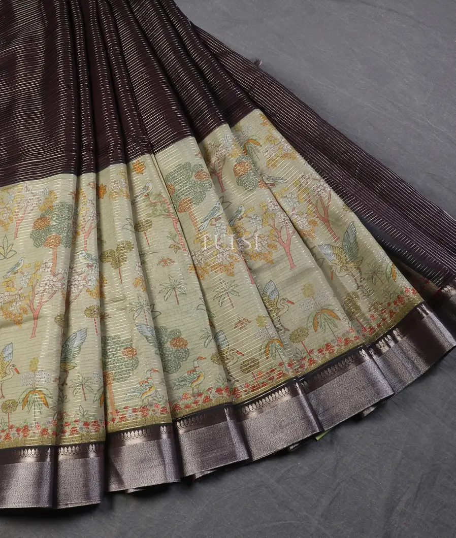 Black Chanderi Munga Cotton Saree T525791-image