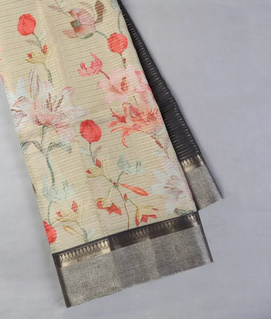 Black Chanderi Munga Cotton Saree T5257902