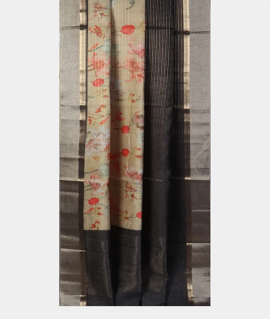 Black Chanderi Munga Cotton Saree T5257903