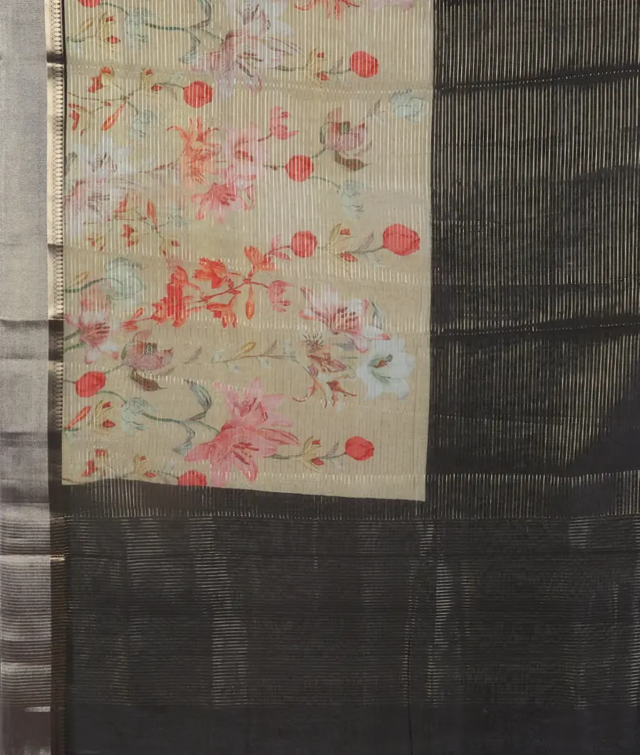 Black Chanderi Munga Cotton Saree T5257905