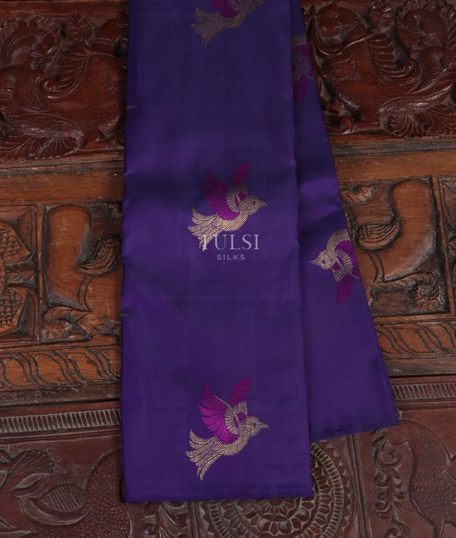 Purplish Blue Kanjivaram Silk Saree T525403-image