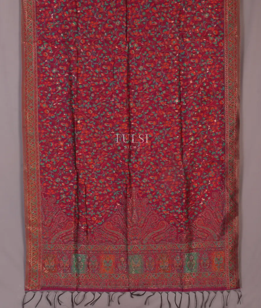Purple Kashmir Kani Silk Dupatta T531918-image
