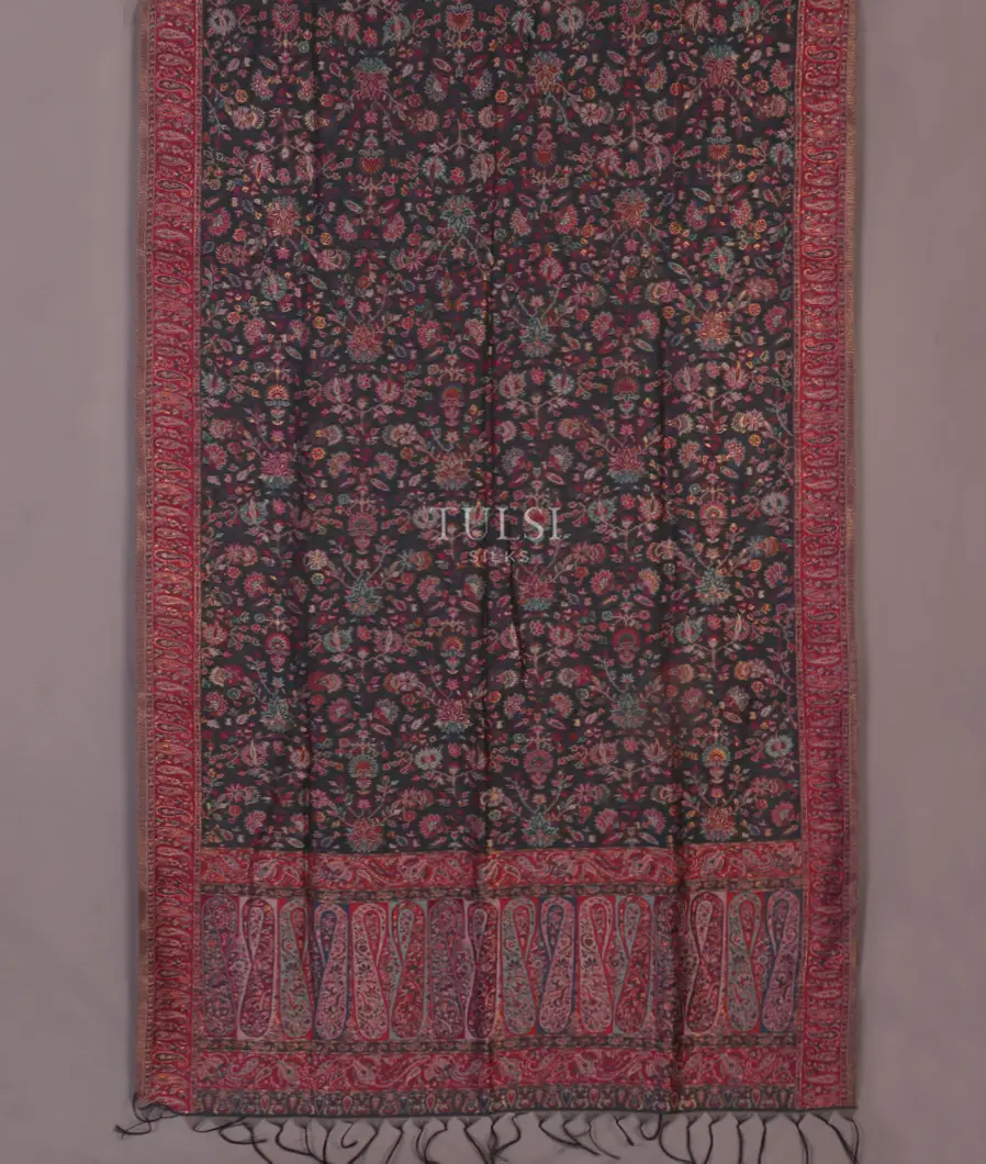 Elephant Grey Kashmir Kani Silk Dupatta T531910-image