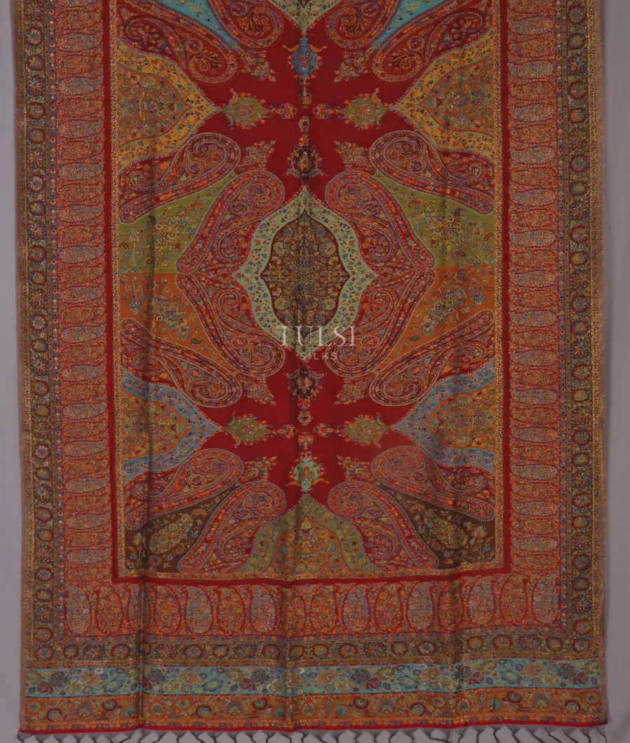 Red Kashmir Kani Silk Dupatta T531941-image