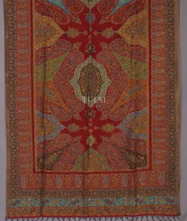 Red Kashmir Kani Silk Dupatta T5319411