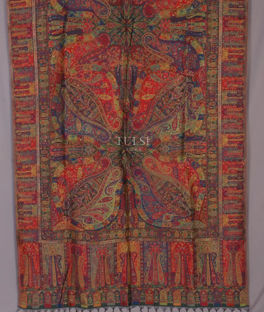 Bluish Green Kashmir Kani Silk Dupatta T531921-image