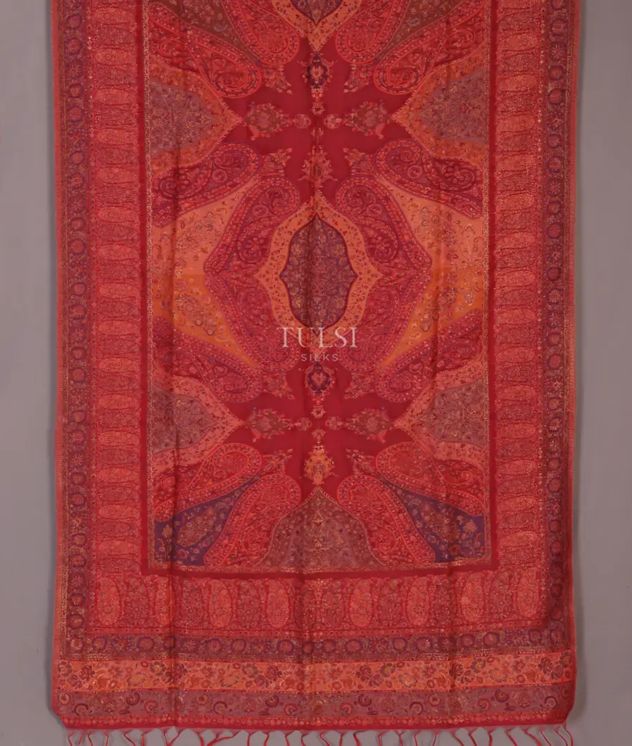 Red Kashmir Kani Silk Dupatta T531912-image