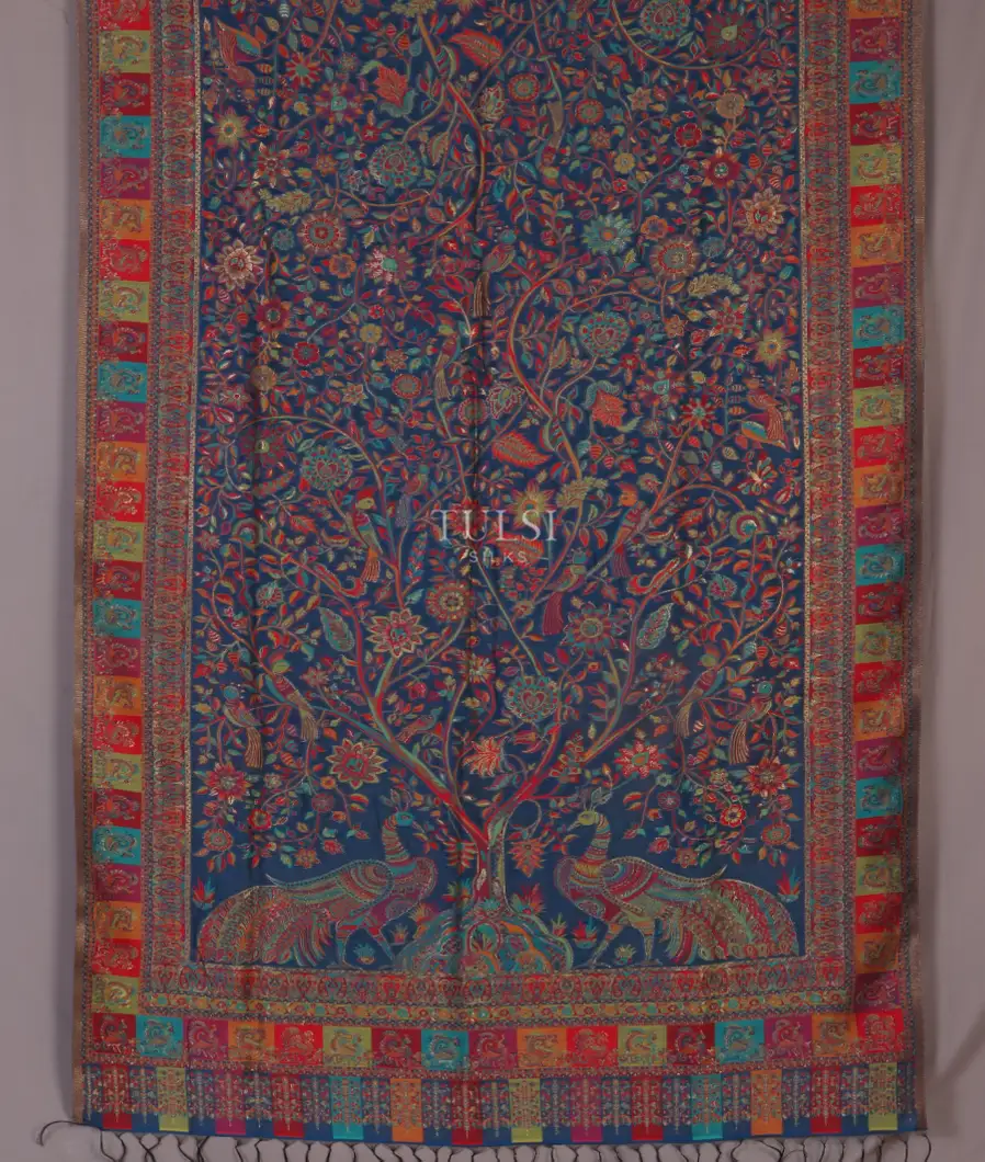 Blue Kashmir Kani Silk Dupatta T531916-image
