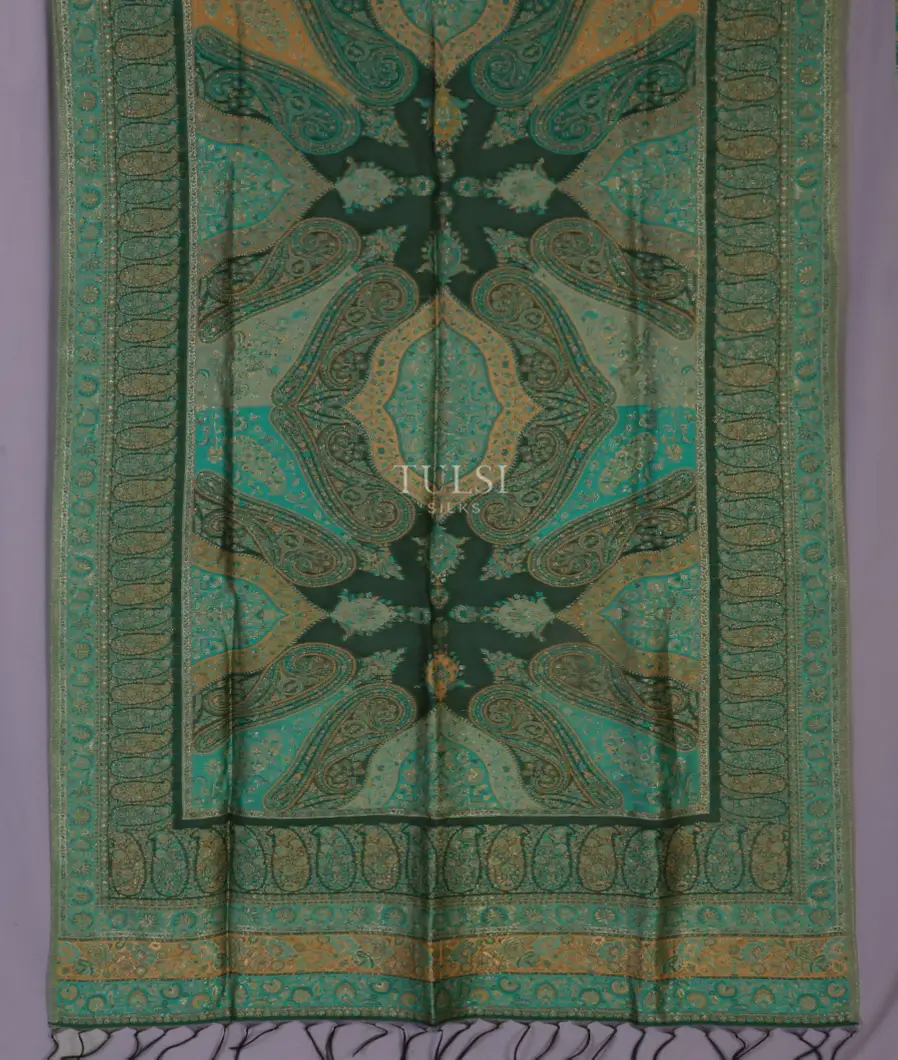 Green Kashmir Kani Silk Dupatta T531924-image