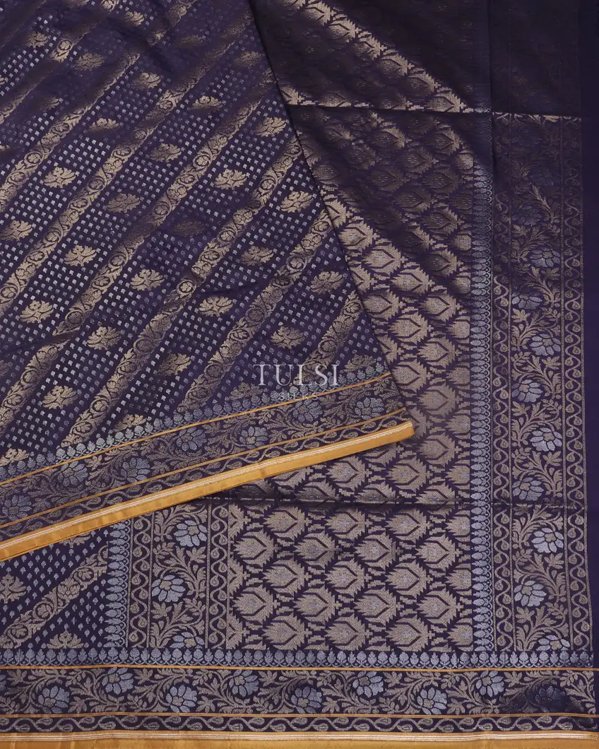 Blue Banaras Silk Saree T5316374