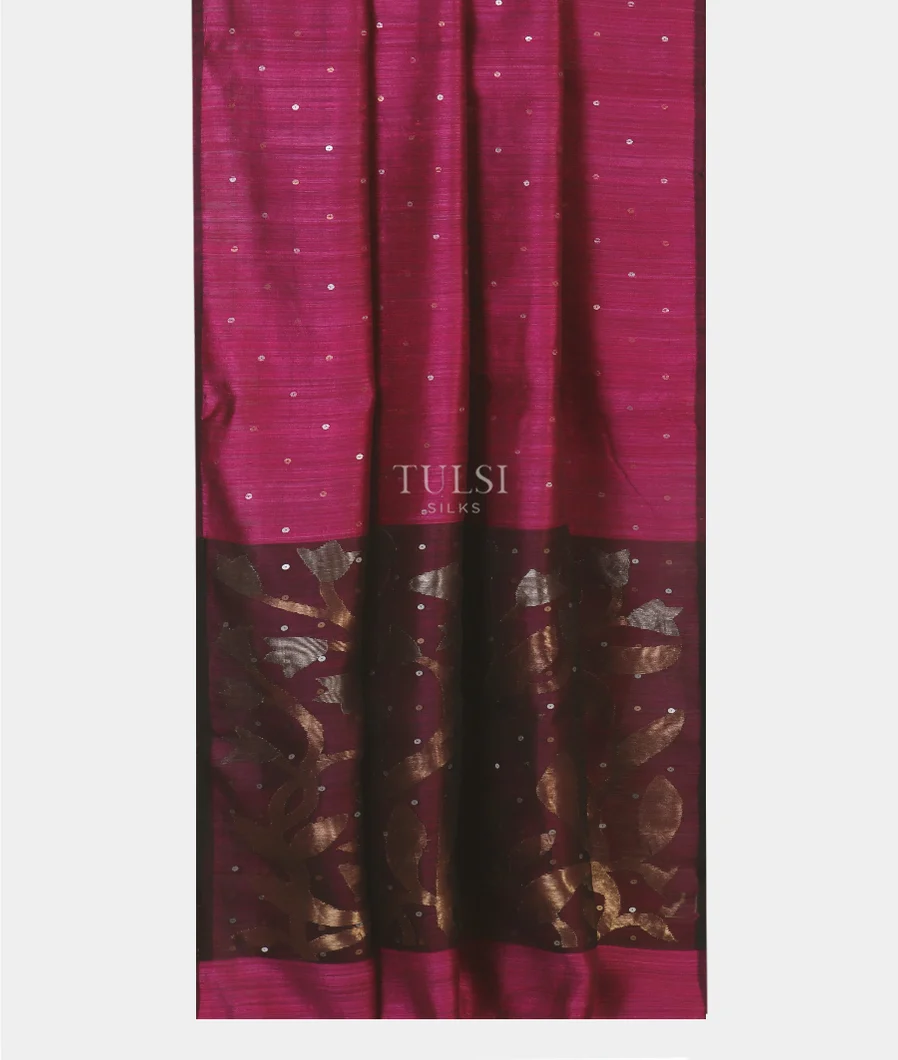 Purple Handwoven Tussar Saree T4468882