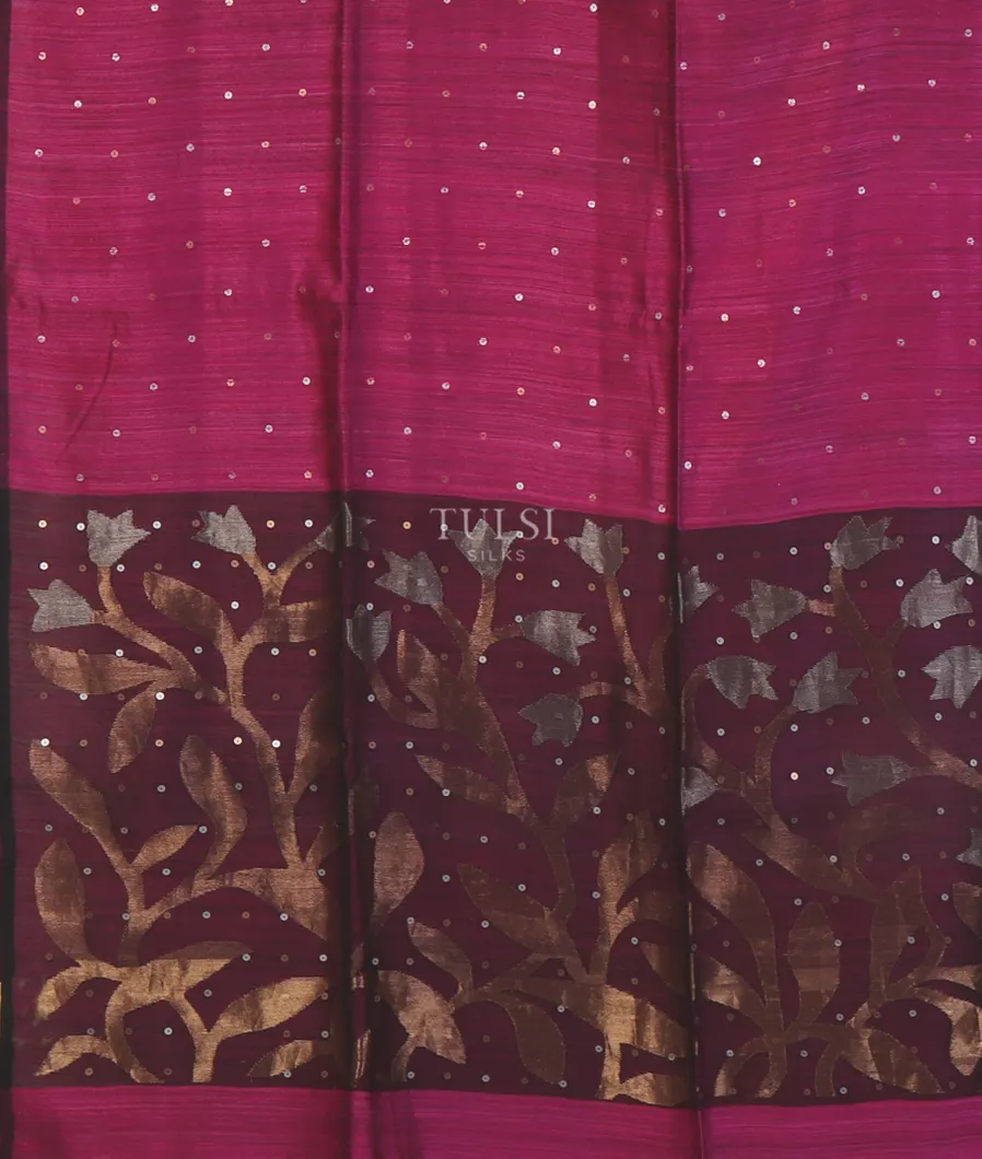 Purple Handwoven Tussar Saree T4468884