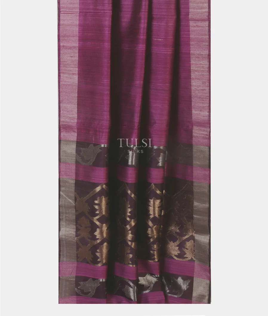 Purple Handwoven Tussar Saree T5124542