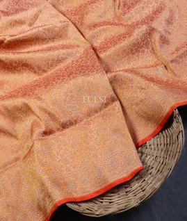 Light Yellowish Orange Banaras Silk Saree T5312791